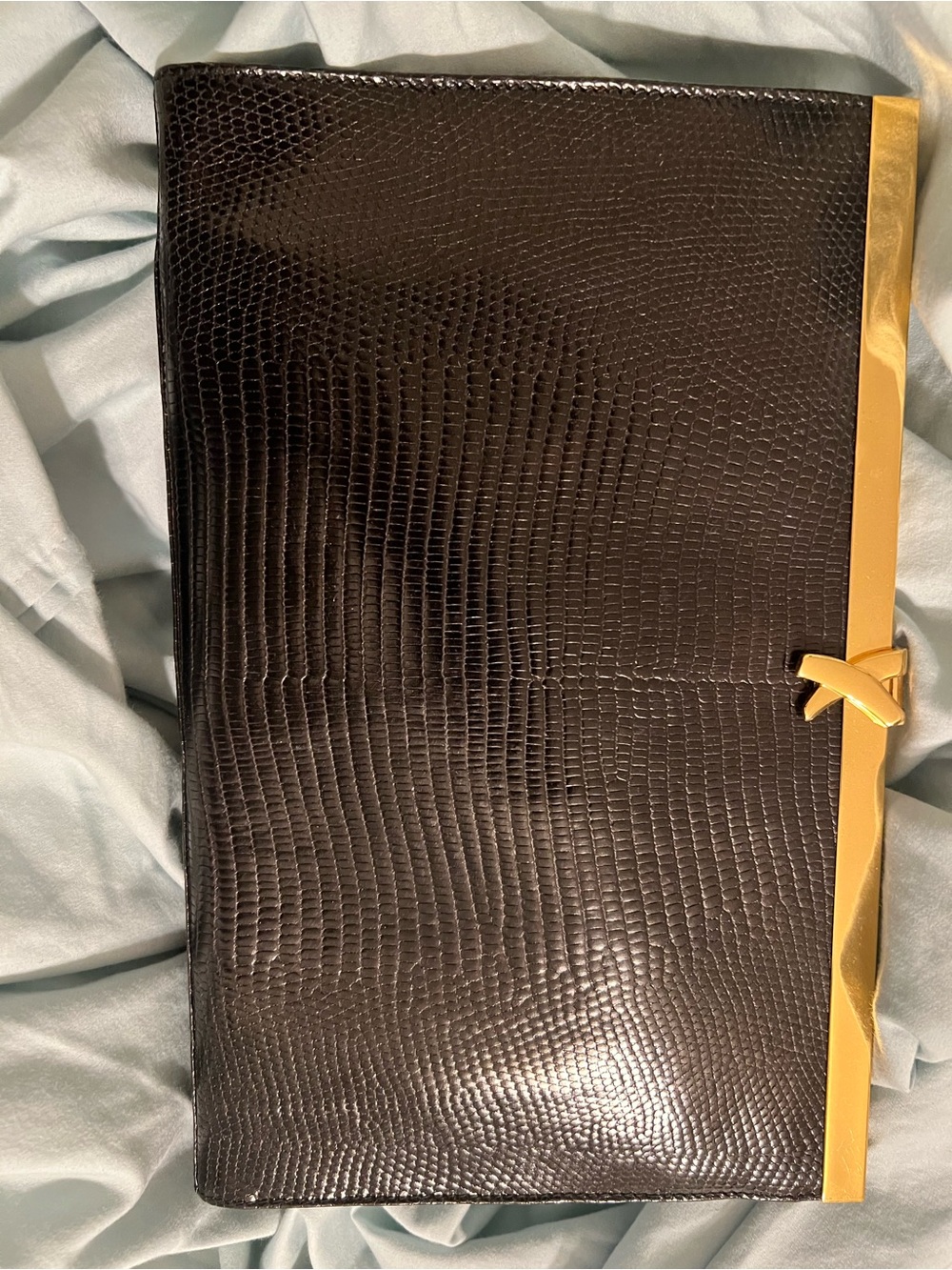 Vintage 1980s Black Embossed Evening Clutch “By Palsma Picasso” Novelty Piece